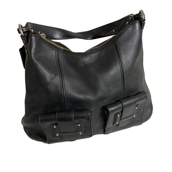 Kate Spade Womens Black Leather Shoulder Tote Bag Purse Zipper Closure Pockets - Picture 1 of 16